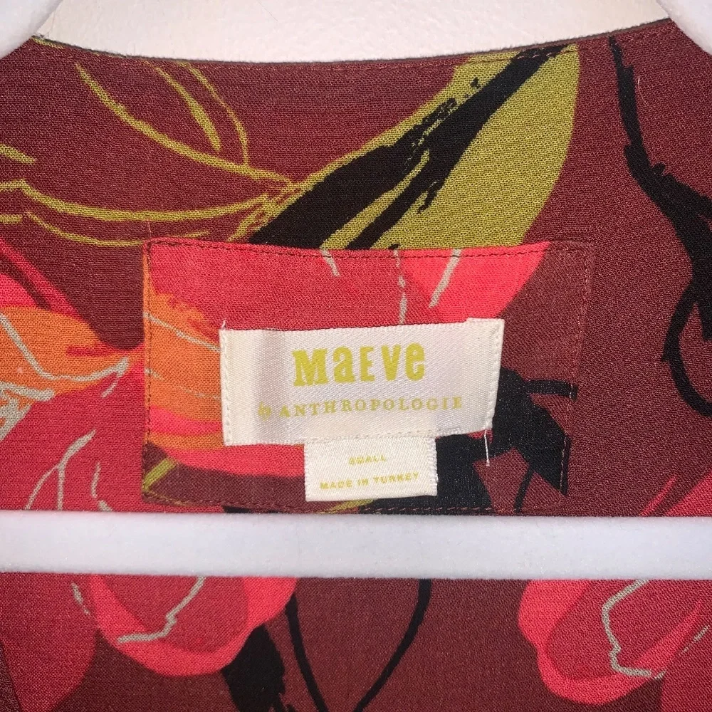 Maeve Anthropologie Beth Dolman Multi Floral Tunic Blouse Bloomcore - Picture 4 of 8